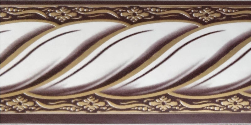 Dundee Deco Wallpaper Border Peel and Stick BD5015 - Faux Victorian White Gold Mauve Rope Abstract Wallpaper Border Retro Design, Roll 33 ft. x 2 in. (10m x 5cm), Self Adhesive - Image 1